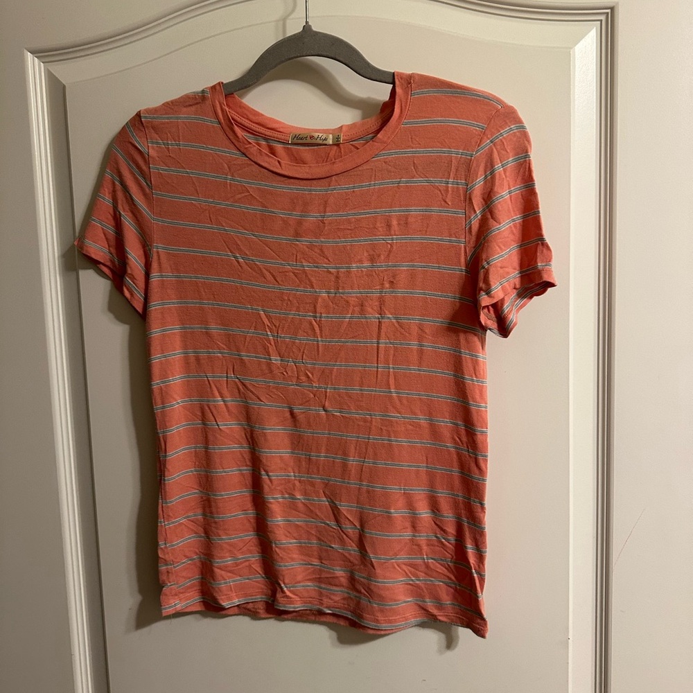 Heart Hips Coral Striped Tee